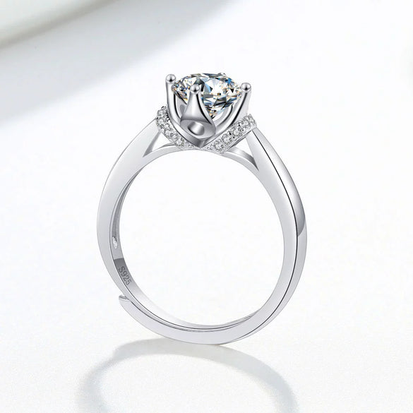 Wholesale Women's Classic Opening Ring S925 Sterling Silver Geometric Electroplating 1 Karat Diamond