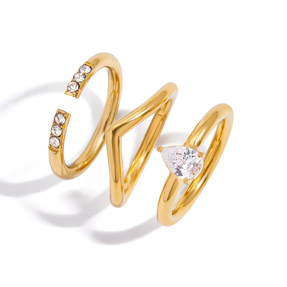 Wholesale Women's Classic Style Stainless Steel Glossy Line Ring With Geometric Design And Electroplating