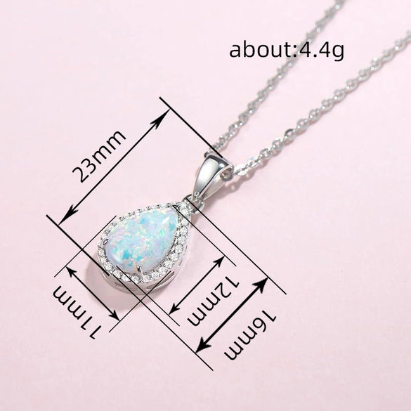 Wholesale Women's Classical Imitation Opal Necklace With Geometric Design Copper O Chain Mixed Gemstone Inlay And Electroplating