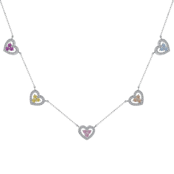 Wholesale Women's Clavicle Chain 925 Sterling Silver Love Zircon Geometric Heart Design