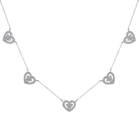 Wholesale Women's Clavicle Chain 925 Sterling Silver Love Zircon Geometric Heart Design