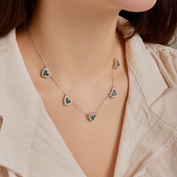 Wholesale Women's Clavicle Chain 925 Sterling Silver Love Zircon Geometric Heart Design