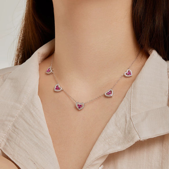 Wholesale Women's Clavicle Chain 925 Sterling Silver Love Zircon Geometric Heart Design