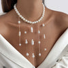 Wholesale Women's Clavicle Necklace Imitation Pearl Iron Chain Copperclad Iron Chain Geometric Electroplating