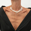 Wholesale Women's Clavicle Necklace Imitation Pearl Iron Chain Copperclad Iron Chain Geometric Electroplating