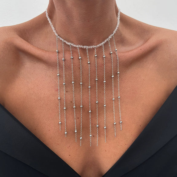 Wholesale Women's Clavicle Necklace Imitation Pearl Iron Chain Copperclad Iron Chain Geometric Electroplating