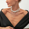 Wholesale Women's Clavicle Necklace Imitation Pearl Iron Chain Copperclad Iron Chain Geometric Electroplating