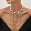Wholesale Women's Clavicle Necklace Imitation Pearl Iron Chain Copperclad Iron Chain Geometric Electroplating