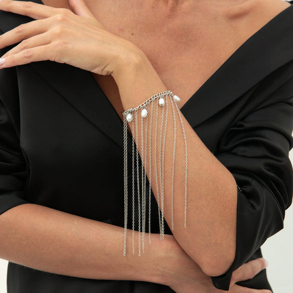 Wholesale Women's Clavicle Necklace Imitation Pearl Iron Chain Copperclad Iron Chain Geometric Electroplating