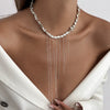 Wholesale Women's Clavicle Necklace Imitation Pearl Iron Chain Copperclad Iron Chain Geometric Electroplating