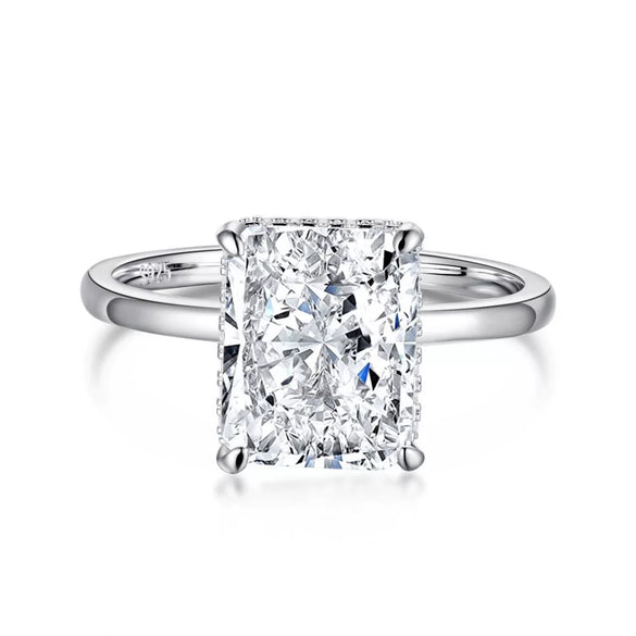 Wholesale Women's 4Claw 925 Sterling Silver Ring With Geometric Pattern And Electroplating Treatment Light Luxury Style Snowflake Zircon