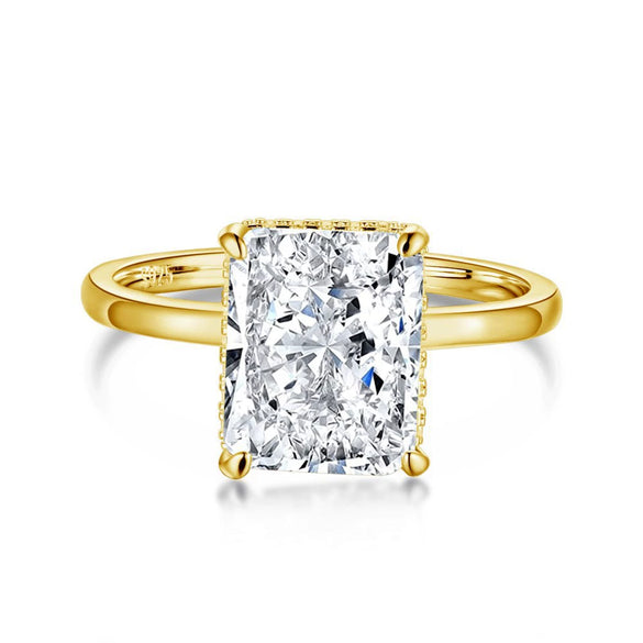 Wholesale Women's 4Claw 925 Sterling Silver Ring With Geometric Pattern And Electroplating Treatment Light Luxury Style Snowflake Zircon