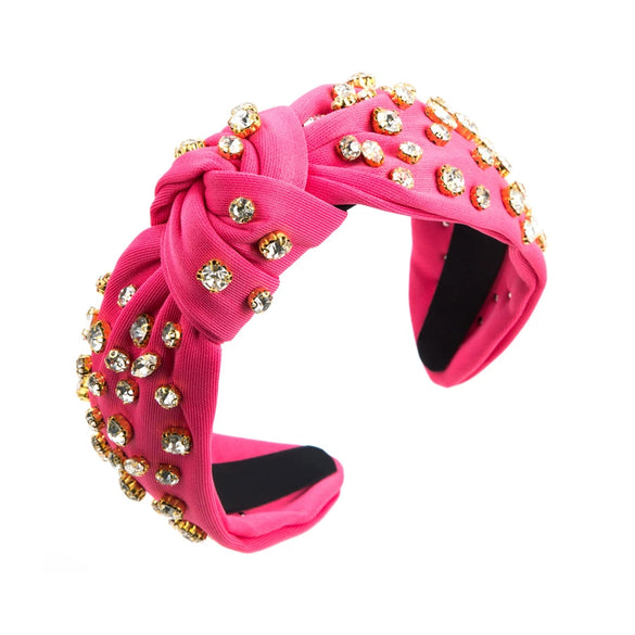 Wholesale Women's Cloth Baroque Style Diamond Knotted Widebrimmed Headband Hair Accessories