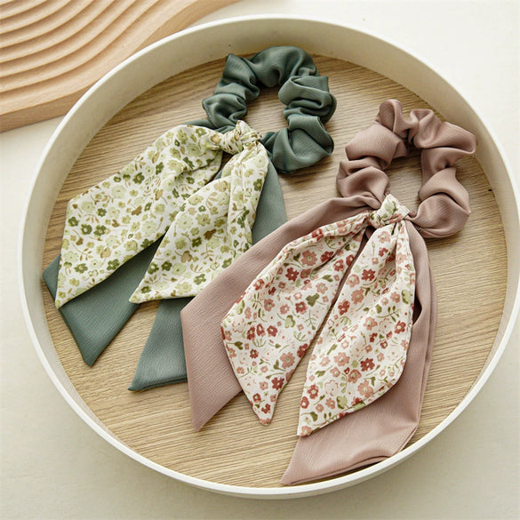 Wholesale Women's Cloth Geometric Floral Double Layer Bow Ribbon Hair Ring Hair Band