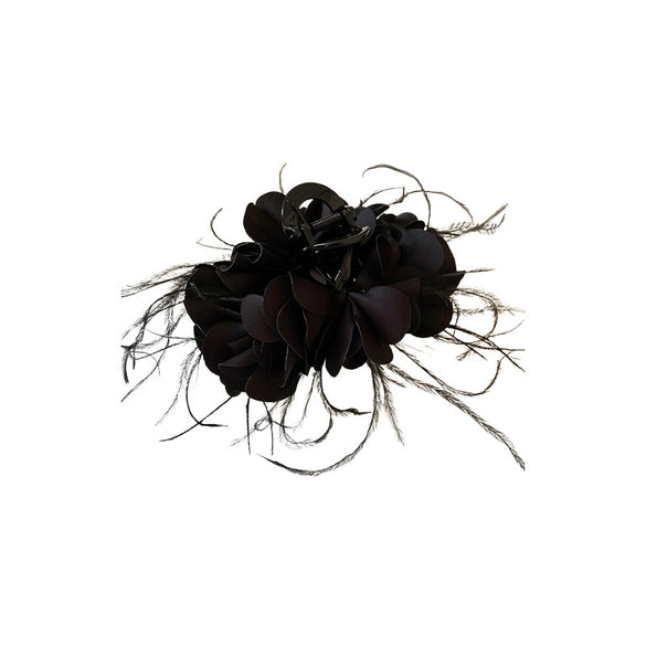 Wholesale Women's Cloth Handmade Multilayer Ruffled Feather Hairpin And Shark Clip Hair Accessories Highend Geometric Style