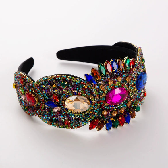 Wholesale Women's Cloth Headband French Retro Light Luxury Heavy Industry Style With Rhinestones