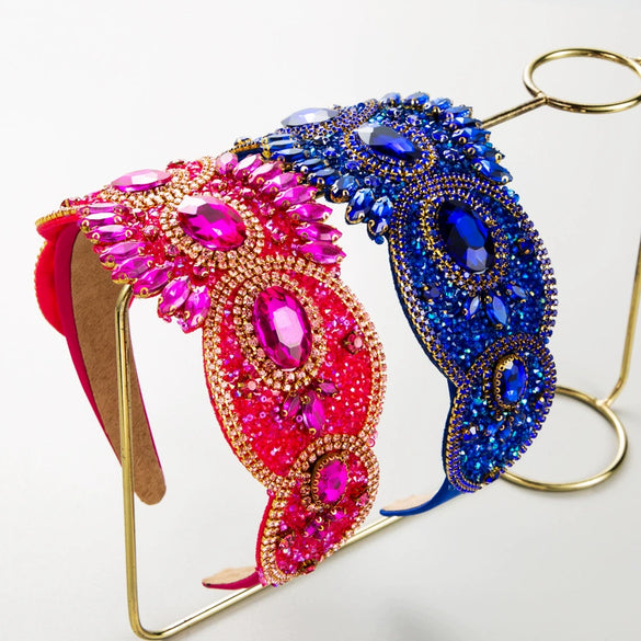Wholesale Women's Cloth Headband French Retro Light Luxury Heavy Industry Style With Rhinestones