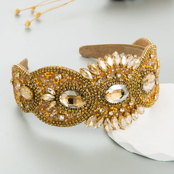 Wholesale Women's Cloth Headband French Retro Light Luxury Heavy Industry Style With Rhinestones