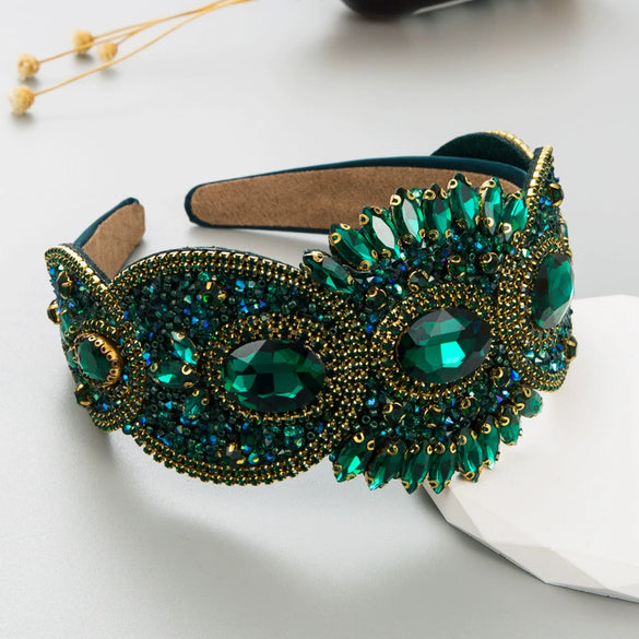 Wholesale Women's Cloth Headband French Retro Light Luxury Heavy Industry Style With Rhinestones