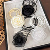 Wholesale Women's Cloth Rose Flower Handmade Rope Chain Necklace