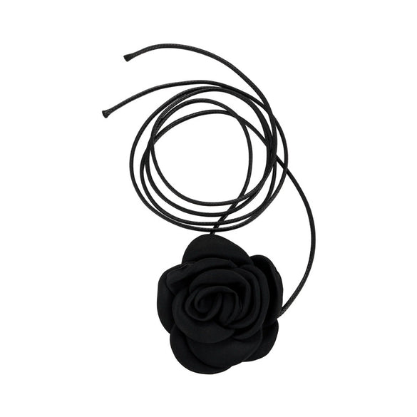 Wholesale Women's Cloth Rose Flower Handmade Rope Chain Necklace
