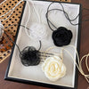 Wholesale Women's Cloth Rose Flower Handmade Rope Chain Necklace