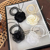 Wholesale Women's Cloth Rose Flower Handmade Rope Chain Necklace