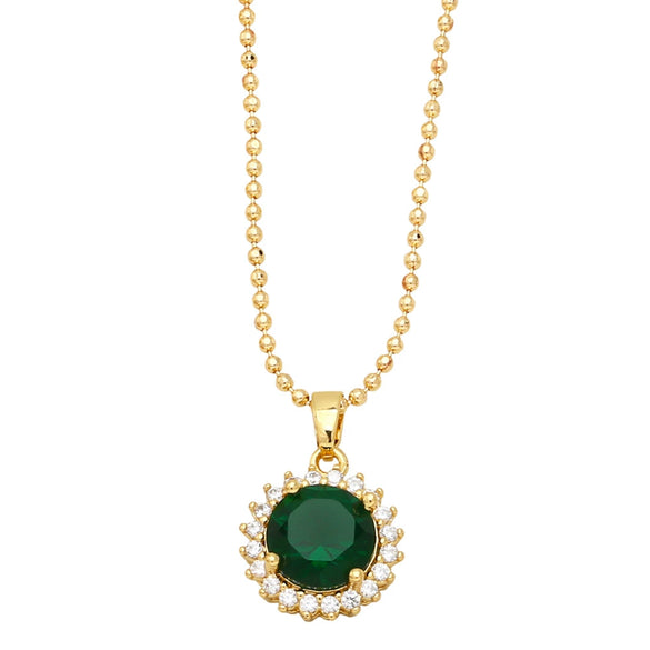 Wholesale Women's Cold Style Geometric Round Copper Zircon Necklace With Ball Chain And Electroplating Pattern Of Letters Numbers Text