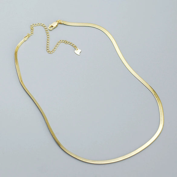 Wholesale Women's Cold Style Geometric 925 Silver Stacked Flat Snake Bone Chain Clavicle Necklace With Electroplating