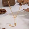 Wholesale Women's Cold Style 18K Real Gold Plated Flower Shape Necklace And Sweater Chain Jewelry Accessories With Pvd Furnace Vacuum Real Gold Plating