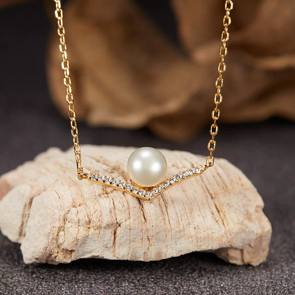 Wholesale Women's Cold Style Light Luxury Niche Design Geometric S925 Sterling Silver And Natural Freshwater Pearl Pendant Necklace Set With Gems