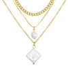Wholesale Women's Cold Style Metal Multilayer Necklace With Cross Moon Star Pendant Alloy Material Twisted Chain Electroplating Process