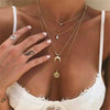 Wholesale Women's Cold Style Metal Multilayer Necklace With Cross Moon Star Pendant Alloy Material Twisted Chain Electroplating Process