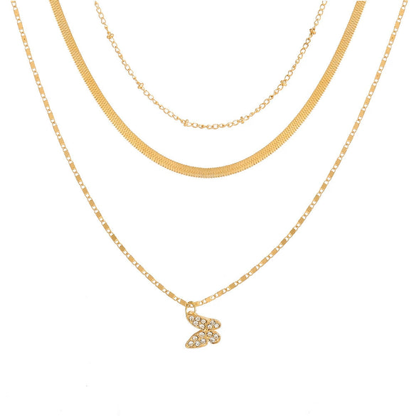 Wholesale Women's Cold Style Metal Multilayer Necklace With Cross Moon Star Pendant Alloy Material Twisted Chain Electroplating Process