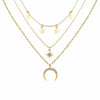 Wholesale Women's Cold Style Metal Multilayer Necklace With Cross Moon Star Pendant Alloy Material Twisted Chain Electroplating Process