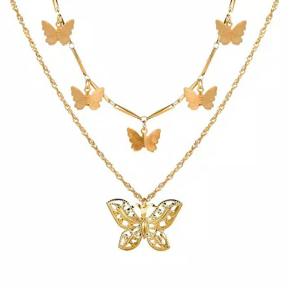 Wholesale Women's Cold Style Metal Multilayer Necklace With Cross Moon Star Pendant Alloy Material Twisted Chain Electroplating Process