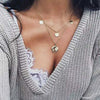 Wholesale Women's Cold Style Metal Multilayer Necklace With Cross Moon Star Pendant Alloy Material Twisted Chain Electroplating Process