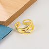 Wholesale Women's Cold Style Multilayer Twisted Matte Copper Ring With Geometric Pattern And Electroplating Process
