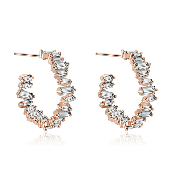Wholesale Women's Cold Style Simple Temperament Geometric Copper Earrings With Inlaid Zircon