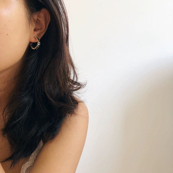 Wholesale Women's Cold Style Simple Temperament Geometric Copper Earrings With Inlaid Zircon