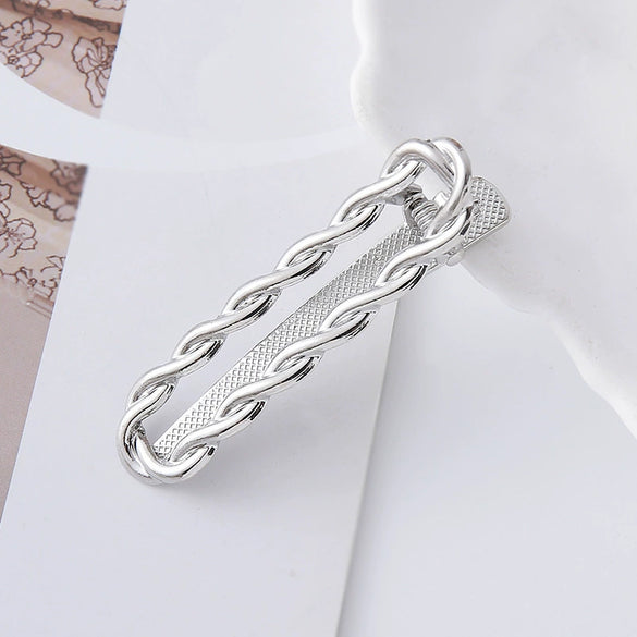 Wholesale Women's Cold Style Zinc Alloy Wave Shaped Duckbill Hairpin With Love Butterfly Design And Electroplating Treatment