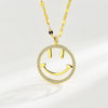 Wholesale Women's Collarbone Chain S925 Silver Round Smiley Face Necklace Casual Geometric Style