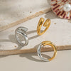 Wholesale Women's Colorblocking Gold And Silver Titanium Steel Ring With Geometric Pattern And Electroplating Processing