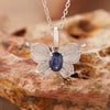 Wholesale Women's Colored Gemstone Necklace Butterfly Style S925 Sterling Silver Inlaid With Natural Sapphire Tanzanite Animal Zodiac Design