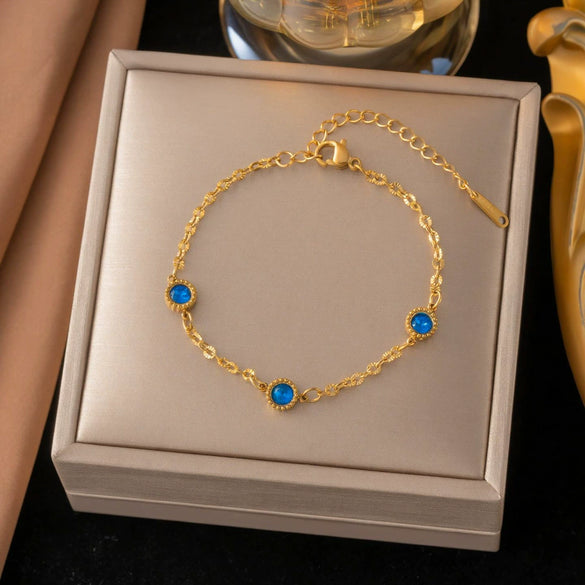 Wholesale Women's Colorful Diamond Geometric Stainless Steel Vacuum Plated Bracelet Light Luxury Simple Fashionable And Nonfading