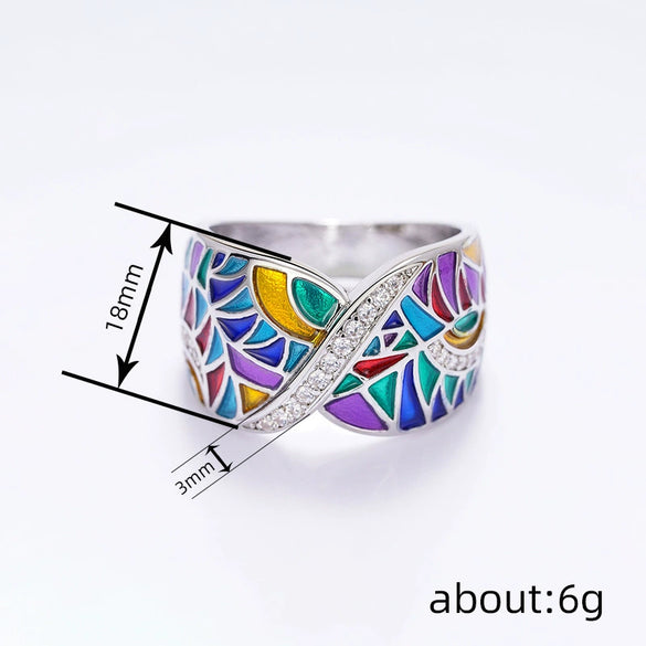Wholesale Women's Colorful Geometric Niche Ring Jewelry Made Of Copper With Zirconia Design
