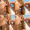 Wholesale Women's Colorful Starfish Octopus Flower Ceramic Alloy Copper Electroplated Geometric Childlike Style Pendant Earrings