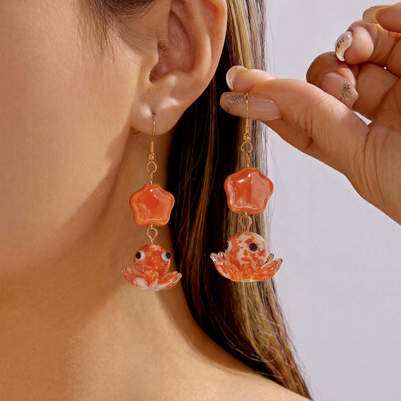 Wholesale Women's Colorful Starfish Octopus Flower Ceramic Alloy Copper Electroplated Geometric Childlike Style Pendant Earrings