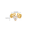 Wholesale Women's Colorful Zircon Geometric Heartshaped Copper Ring Inlaid With Gold