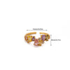 Wholesale Women's Colorful Zircon Geometric Heartshaped Copper Ring Inlaid With Gold